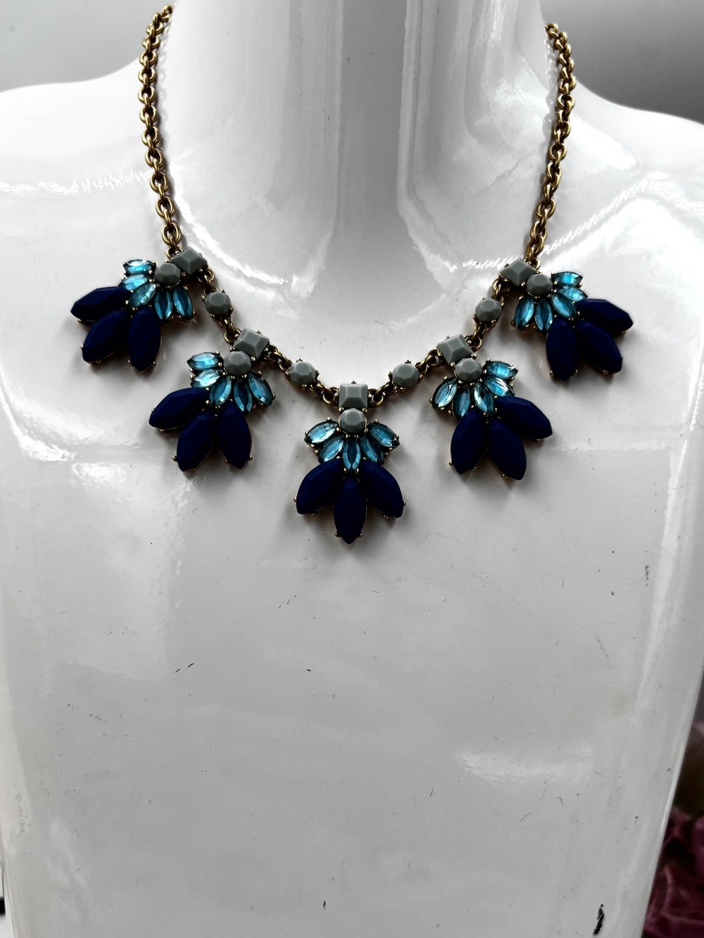 J.crew Vintage Blue Crystal Statement Necklace